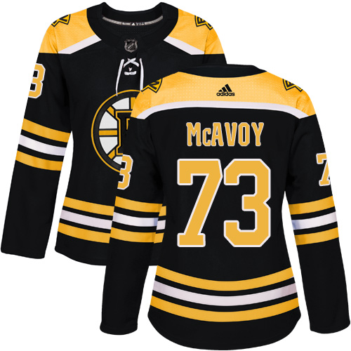 Adidas Boston Bruins 73 Charlie McAvoy Black Home Authentic Women Stitched NHL Jersey